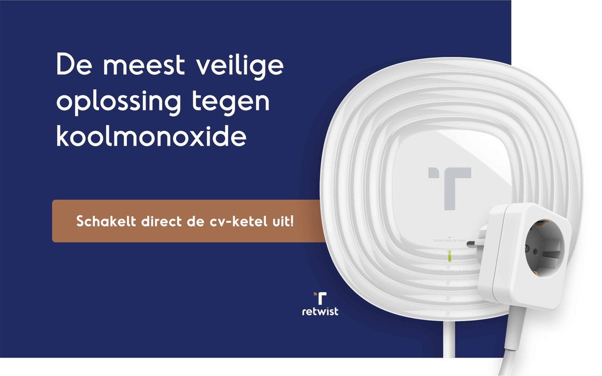 Retwist CO-switch koolmonoxidemelder inclusief montageplaat en schakelstekker 587.1/F